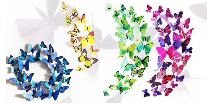Dekorativní sady 3D motýlků - magnet i samolepka