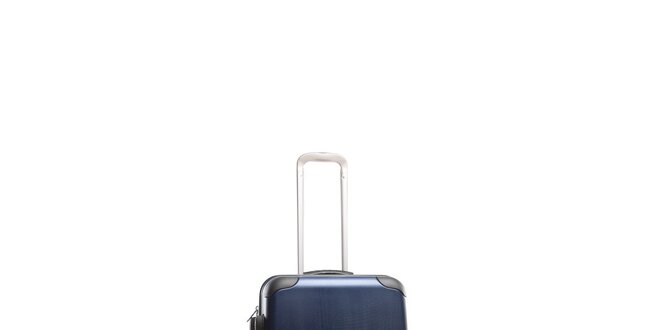 Lesklý modro-černý cestovní kufr na kolečkách Tommy Hilfiger