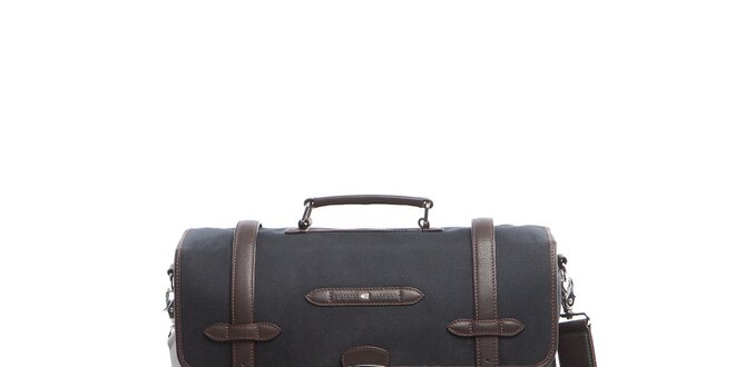 Černo-hnědá luxusní taška s koženými prvky Tommy Hilfiger