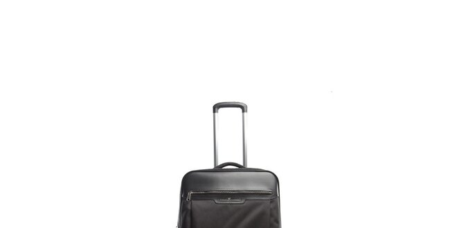 Černý matno-lesklý cestovní kufr na kolečkách Tommy Hilfiger
