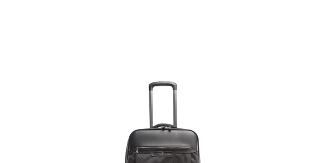 Černý matno-lesklý cestovní kufr na kolečkách Tommy Hilfiger