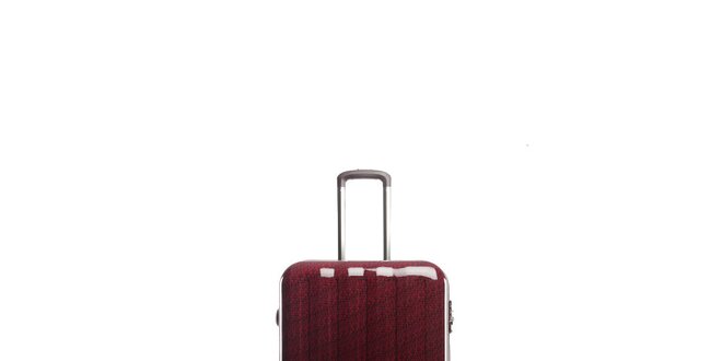 Lesklý červený cestovní kufr na kolečkách Tommy Hilfiger
