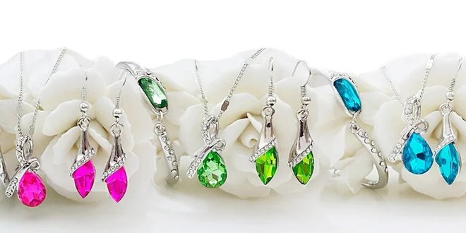 Elegantní 3 dílná sada šperků s krystaly