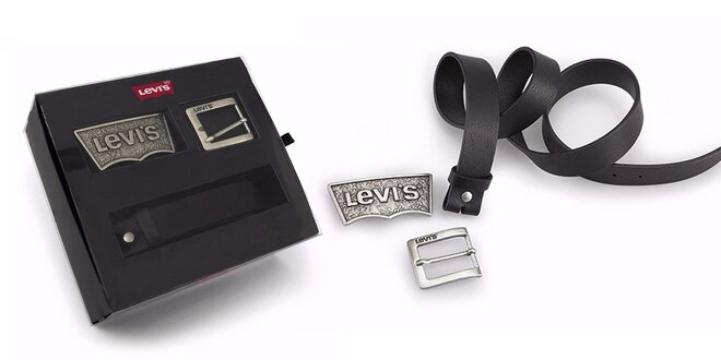 Pánský pásek se dvěma sponami Levi's - AB214828 Černý