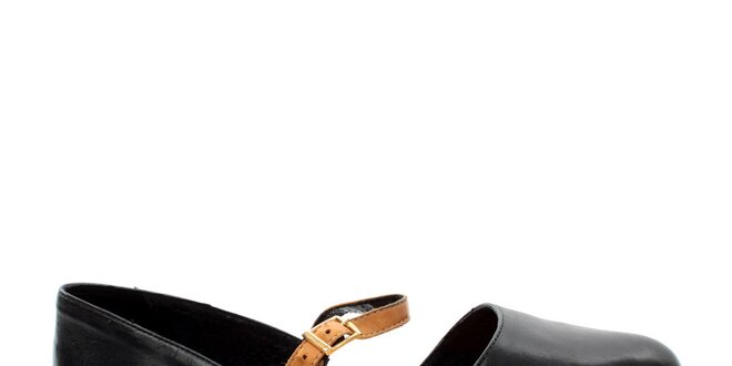 Dámské černé uzavřené sandálky s béžovým páskem Bagatt