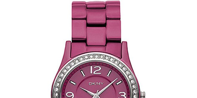 Dámské růžové hodinky DKNY s kamínky