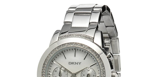 Dámské ocelové hodinky DKNY s kamínky