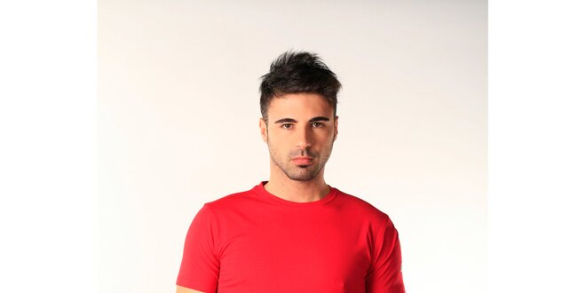 Pánské červené triko s véčkovým výstřihem SixValves