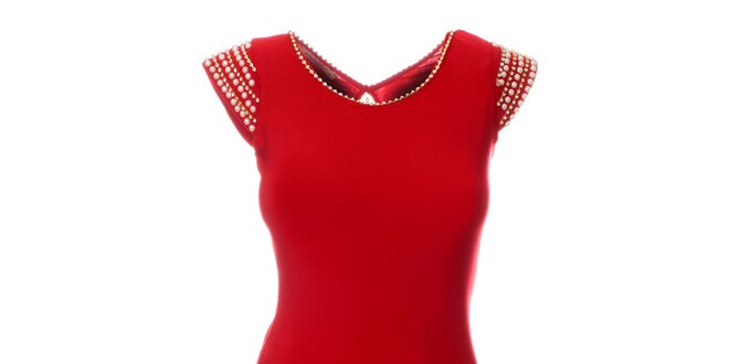 Dámské červené šaty Via Bellucci s perlami