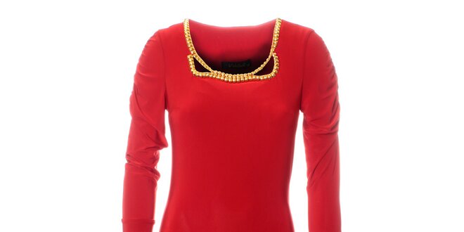 Dámské červené šaty Via Bellucci se zlatými korály