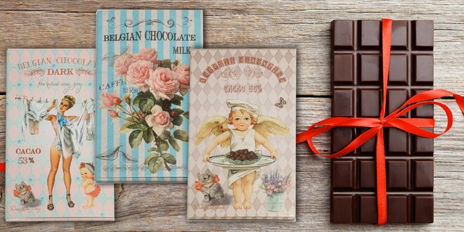 Sada belgických čokoládek v retro obalech