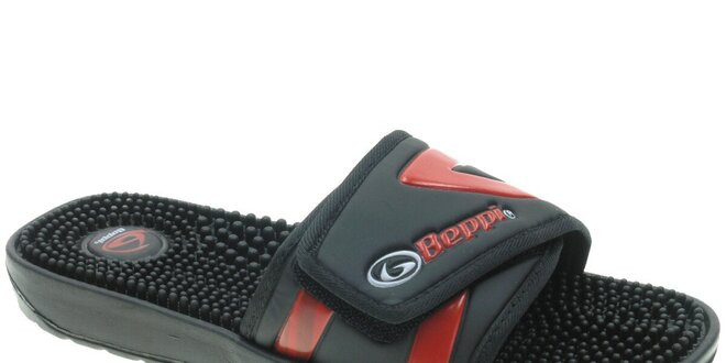 Pánské černo-červené pantofle s masážními výstupky Beppi