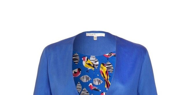 Dámské modré sako s ptačí podšívkou Uttam Boutique