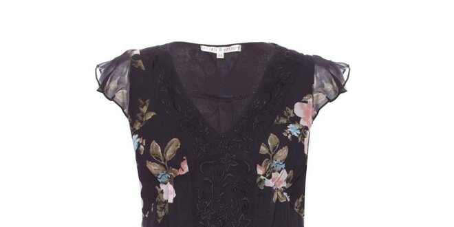 Dámské černé šaty Uttam Boutique s květinovým vzorem