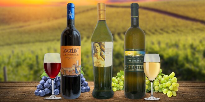 6 lahví vína z prosluněné střední Itálie