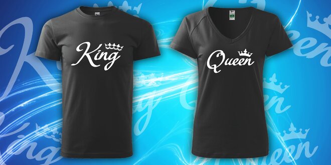 Párová trička s potiskem King & Queen