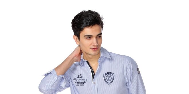 Pánská modro-bílá pruhovaná košile M. Conte