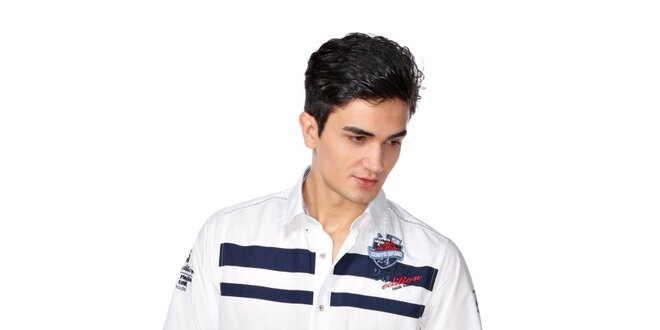 Pánská bílá košile s modrými pruhy M. Conte