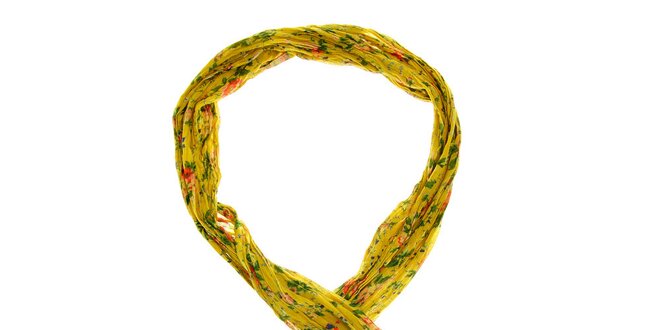 Dámský žlutý šátek s květinovým vzorem Nice Things