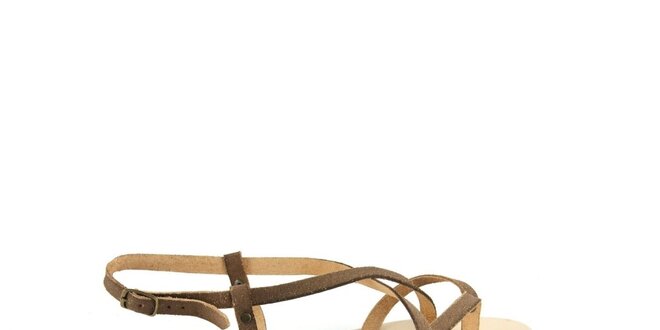 Dámské tmavě hnědé kožené sandály Pelledoca