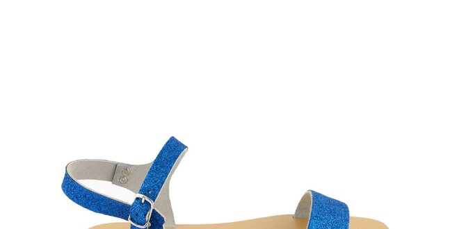 Dámské modré kožené sandály Pelledoca se třpytkami