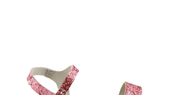 Dámské růžové kožené sandály Pelledoca se třpytkami