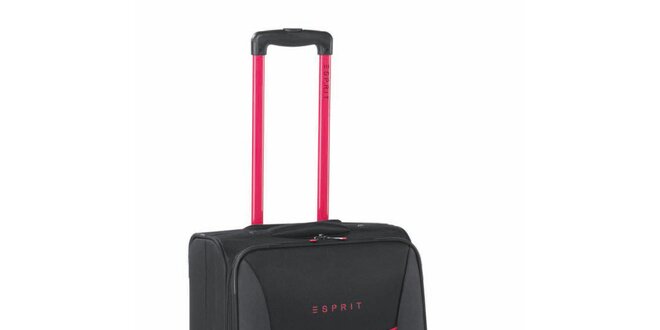 Černo-růžový  středně velký kufr na kolečkách Esprit