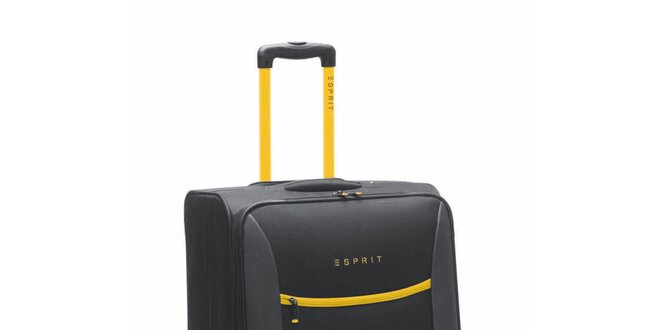 Černo-žlutý velký kufr na kolečkách Esprit