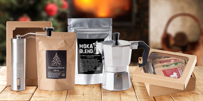 Vánoční balíčky zrnkových káv pražených v Česku