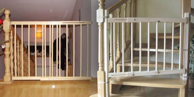 Bezpečnostní dřevěná zábrana mezi dveře nebo na schody