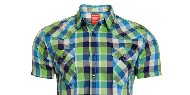 Pánská modro-zelená kostkovaná košile Chaser