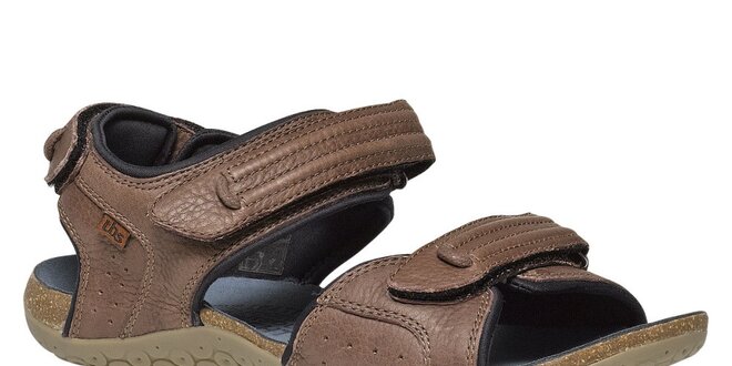 Pánské tmavě hnědé kožené sandály TBS