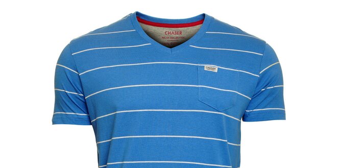 Pánské světle modré proužkované tričko Chaser
