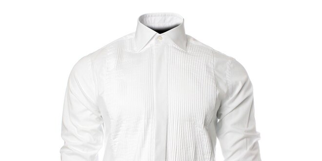 Pánská bílá košile s vyraženým proužkem Carmelo