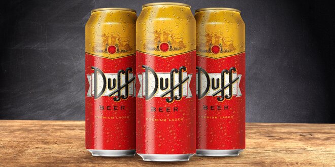 Homerovo oblíbené pivo Duff v plechovkách