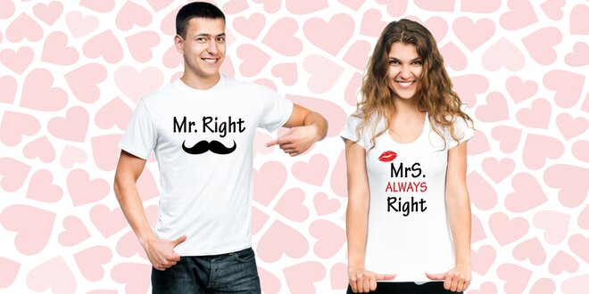 Valentýnské sety triček pro zaláskované páry