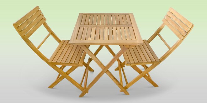 Balkonový set stolu a 2 židlí z akátového dřeva