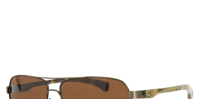 Pánské hnědo-zelené sluneční brýle Calvin Klein