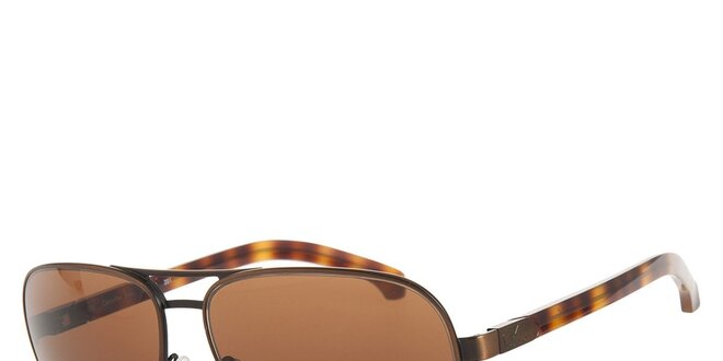 Pánské hnědo-jantarové žíhané sluneční brýle Calvin Klein