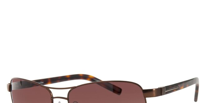 Dámské tmavě hnědé sluneční brýle Calvin Klein s žíhanými stranicemi