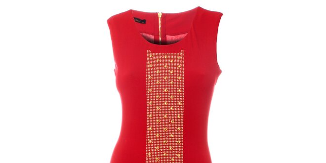 Dámské červené šaty Via Bellucci se zlatými cvoky