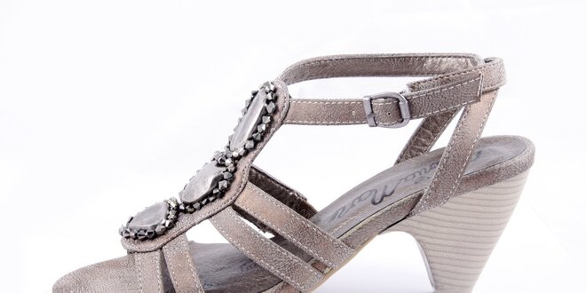 Dámské bronzové sandálky na podpatku Maria Mare