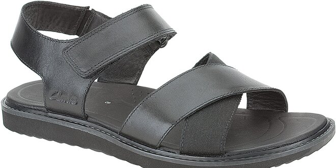 Pánské černé kožené sandále Clarks