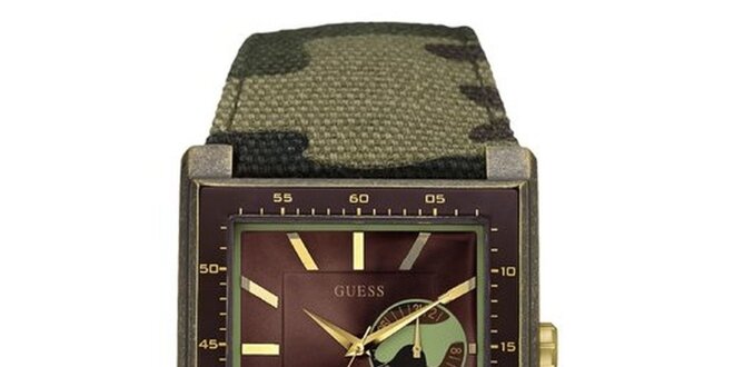 Pánské analogové hodinky s maskáčovým páskem Guess
