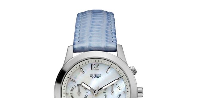 Dámské analogové hodinky s modrým páskem Guess