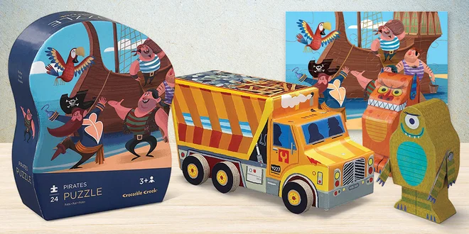 Dětské puzzle skládačky ve hravých krabičkách