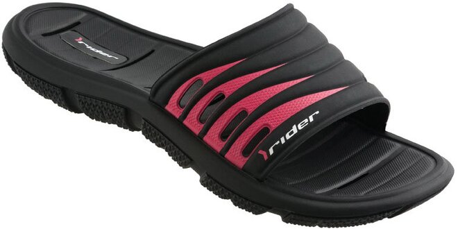 Dámské černo-růžové plážové pantofle Rider