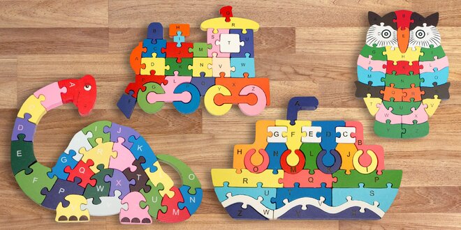 Dřevěné dětské puzzle pro rozvoj jemné motoriky