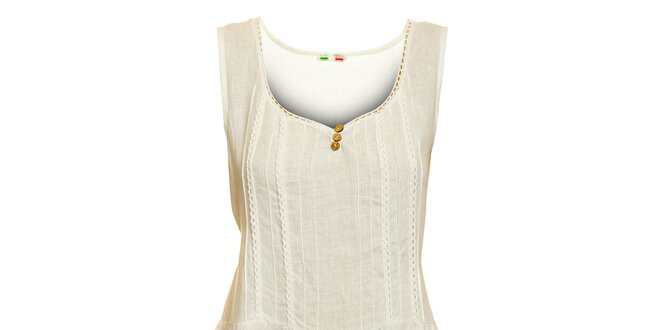 Dámské bílé lněné šaty s krajkovým lemem Puro Lino