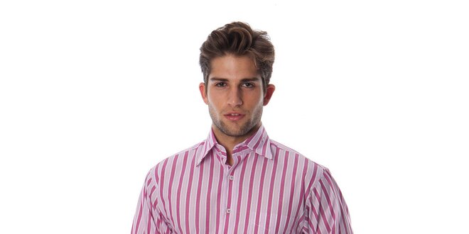 Pánská fuchsiovo-růžová pruhovaná košile Cristian Lay